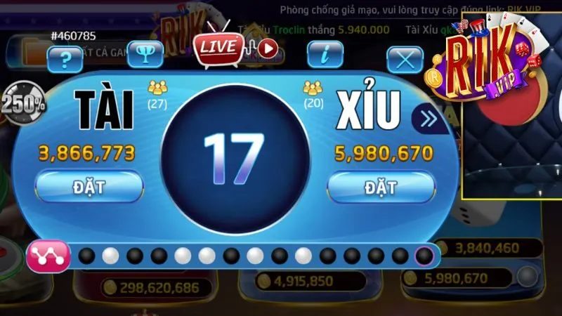 Ưu điểm game tài xỉu live tại cổng game Rikvip