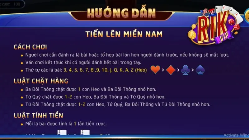 Luật chơi tiến lên miền Nam